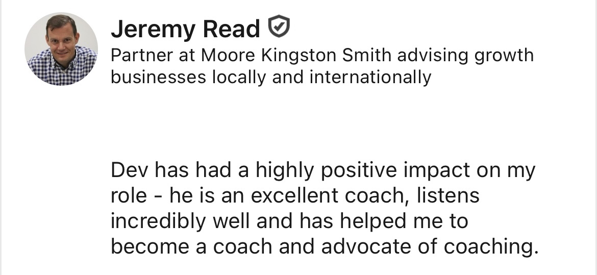 LinkedIn recommendation for Dev Modi from Jeremy Read